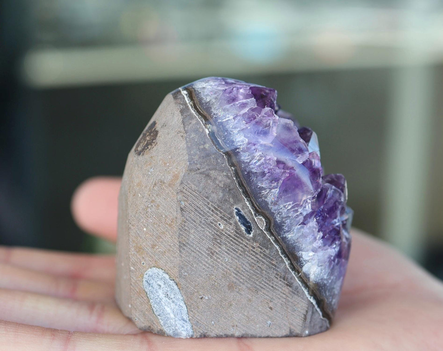 Amethyst Geode, Natural Purple Crystal Cluster, Druzy Quartz, Mineral Specimen, Crystal Decor, One of a Kind 252g