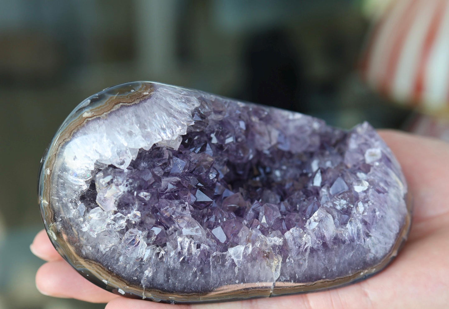Amethyst Geode, Amethyst Crystal Cluster, Natural Purple Crystal, Druzy Quartz, Agate Geode, Crystal Decor, 852g