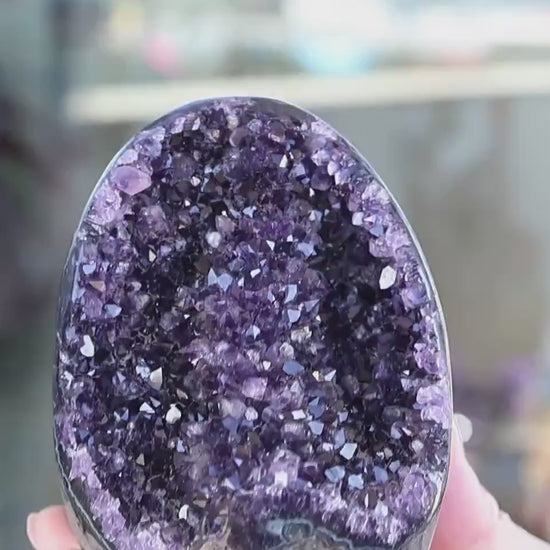 Deep Purple Uruguay Amethyst Geode Cluster Natural Crystal Cave Quartz Display Stone Collector Gift 755g