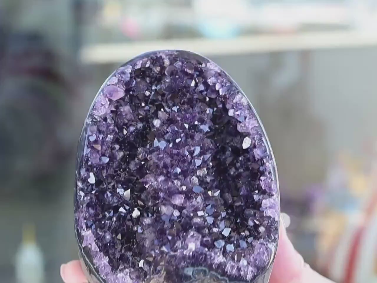 Deep Purple Uruguay Amethyst Geode Cluster Natural Crystal Cave Quartz Display Stone Collector Gift 755g