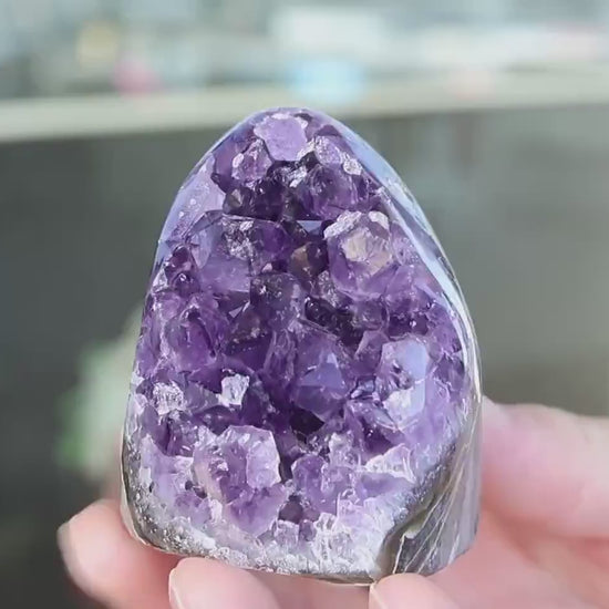 Amethyst Geode, Natural Purple Crystal Cluster, Druzy Quartz, Mineral Specimen, Crystal Decor, One of a Kind 252g