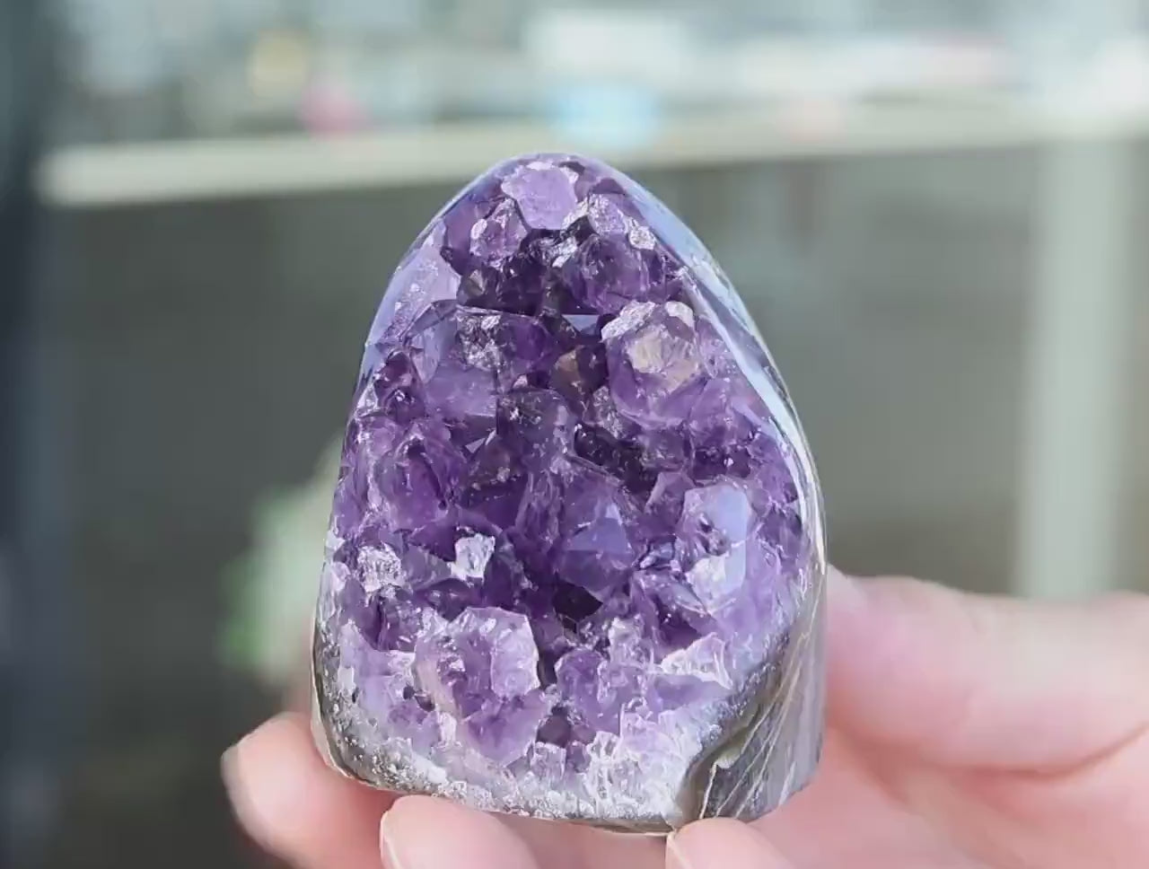 Amethyst Geode, Natural Purple Crystal Cluster, Druzy Quartz, Mineral Specimen, Crystal Decor, One of a Kind 252g
