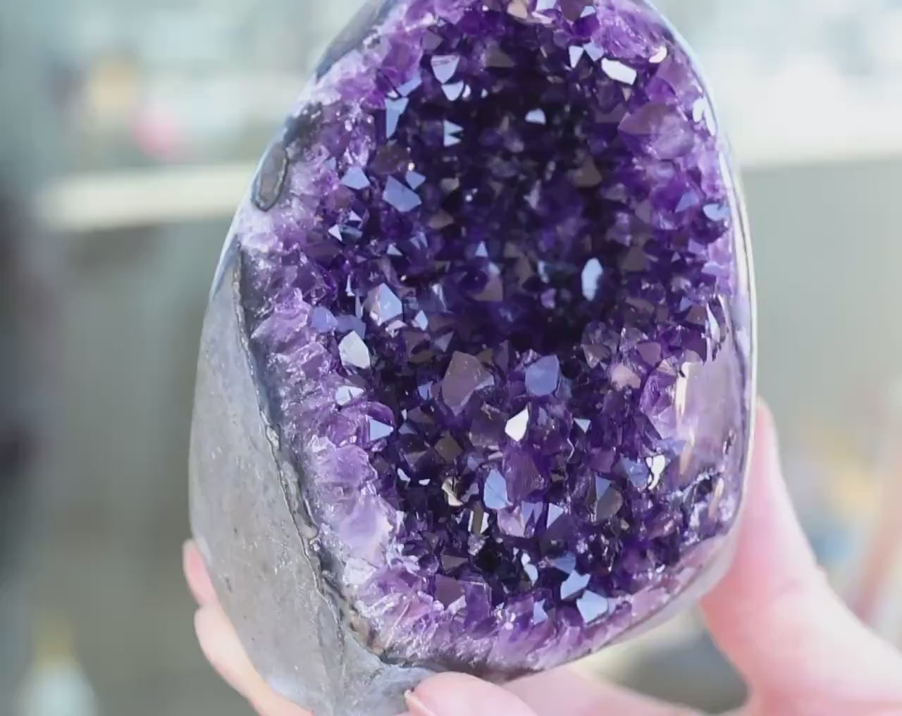Large Uruguay Amethyst Geode 930g | Deep Purple Crystal Cluster | Natural Druzy Quartz Display Piece | One of a Kind Crystal Decor