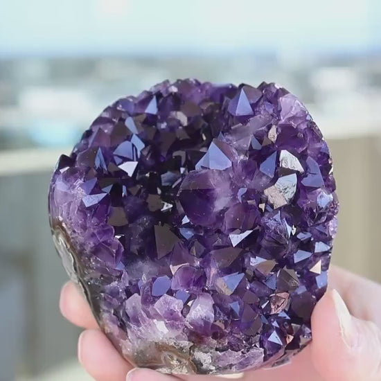 Deep Purple Amethyst Geode 515g | High Grade Uruguay Crystal Cluster | Natural Druzy Display Piece | Unique Crystal Decor