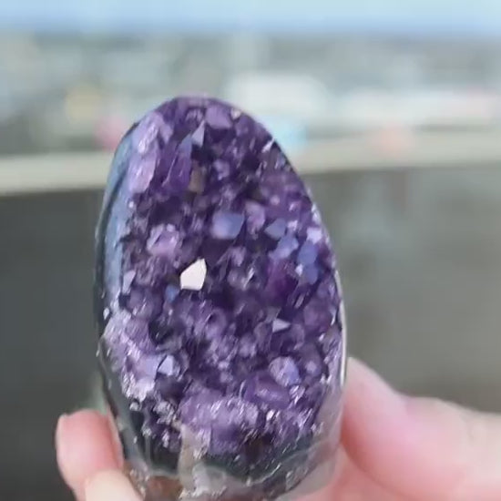 Natural Amethyst Geode 205g, Deep Purple Crystal Cluster, Freeform Amethyst, Druzy Quartz Crystal, Home Decor, Shelf Decor, Gift for Her