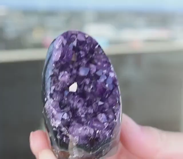 Natural Amethyst Geode 205g, Deep Purple Crystal Cluster, Freeform Amethyst, Druzy Quartz Crystal, Home Decor, Shelf Decor, Gift for Her